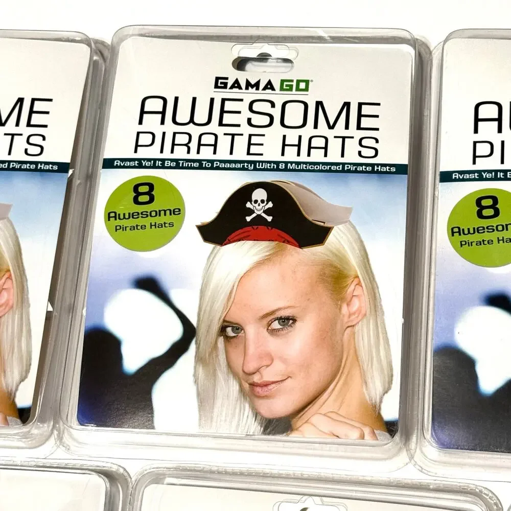 56 Mini Pirate Party Hats Folding Paper Cardstock Photo Booth Prop Multicolor
